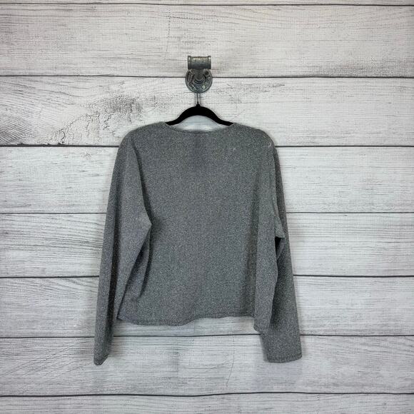 H&M Plus Size Silver Metallic Twist Front Long Sleeve Top Size 3XL - Picture 8 of 8